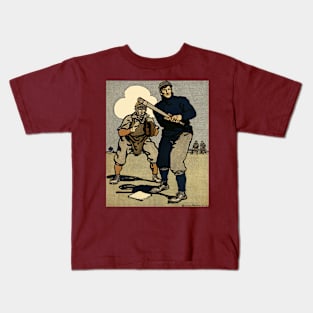 Vintage Sports Baseball Players, Stylized Art Kids T-Shirt